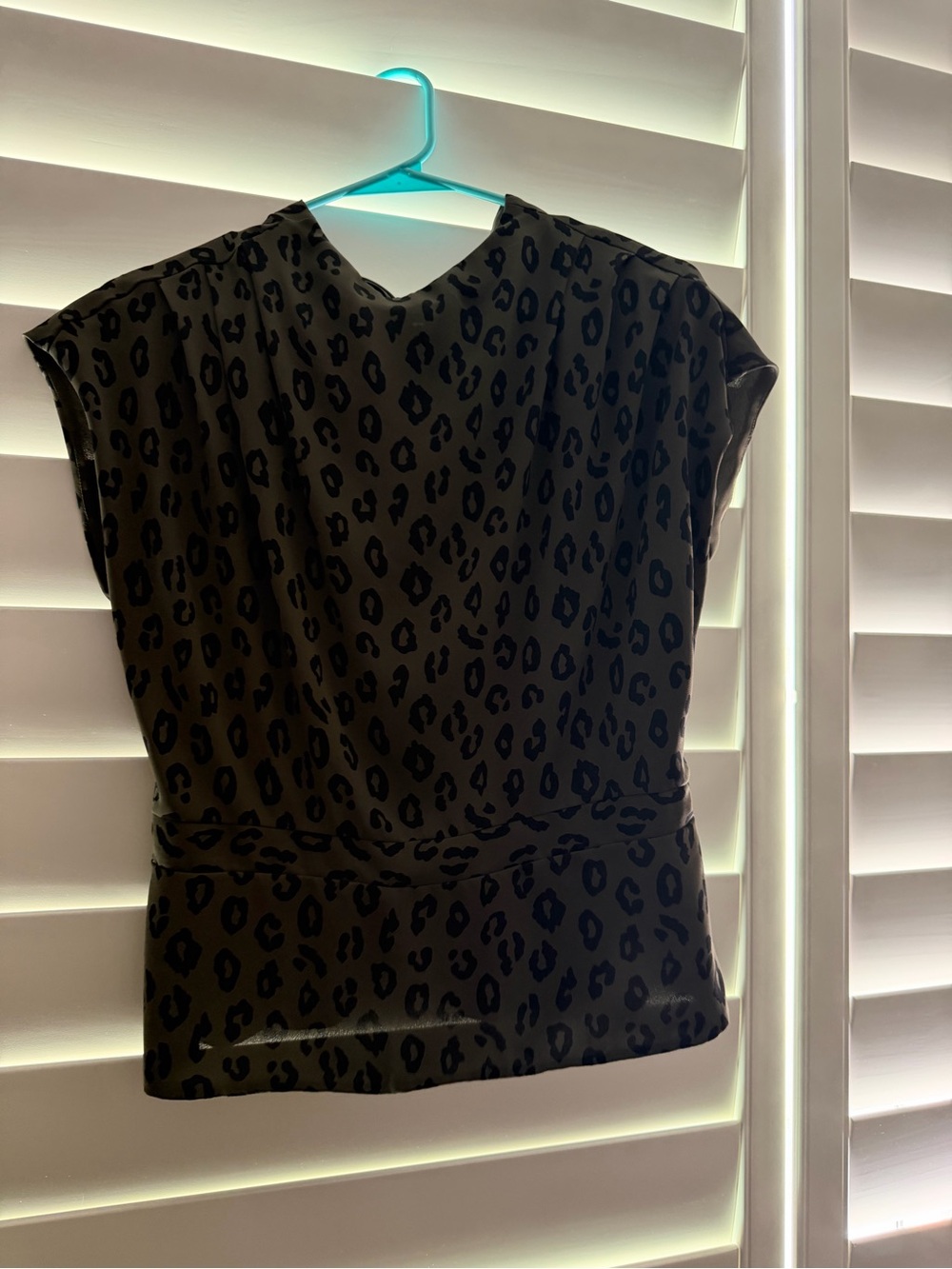Express Women’s Olive Green Leopard Print Short Sleeve Top